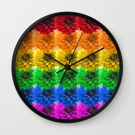 Dahlia floral rainbow flag Wall Clock