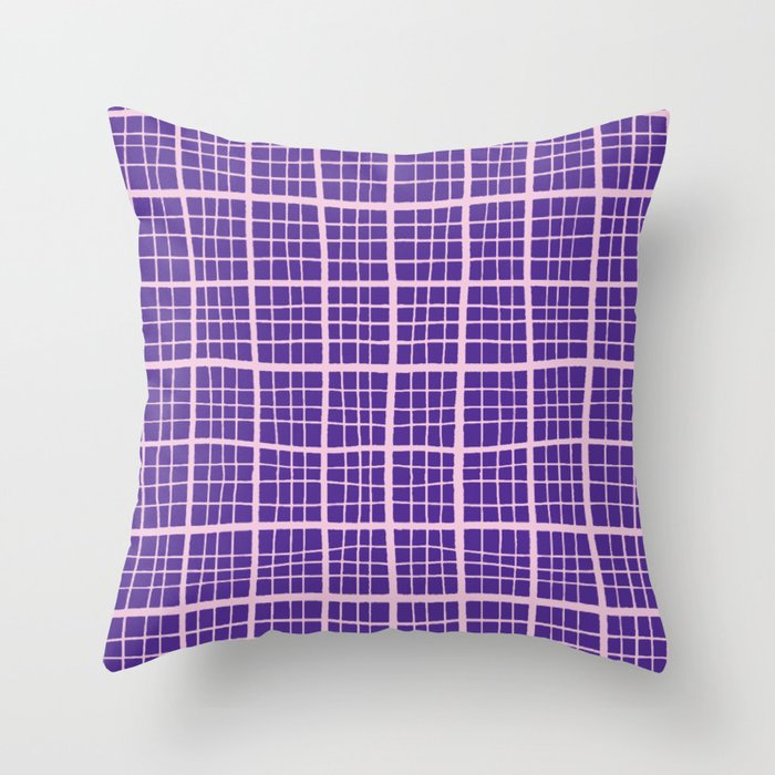 Pretty Pink and Purple Squares Graph Paper Throw Pillow