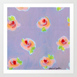 Roses on Purple Art Print