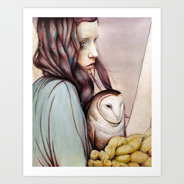 The Girl and the Owl Art Print