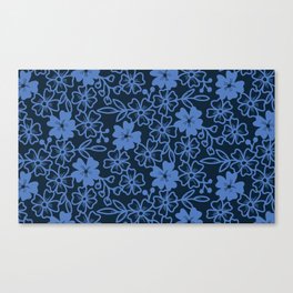 Sakura flower blossoms in navy and blue Canvas Print