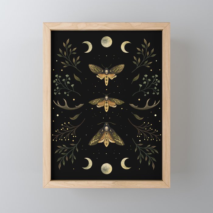 Death Head Moths Night Framed Mini Art Print