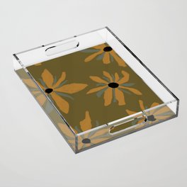 Ecelctic Sunflowers on Olive Green Acrylic Tray