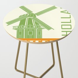 Amsterdam Holland Green And Orange Windmill Side Table