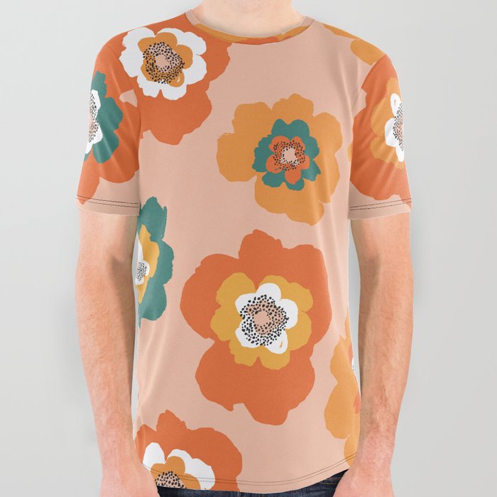 Abstract Flower Pattern 20 All Over Graphic Tee