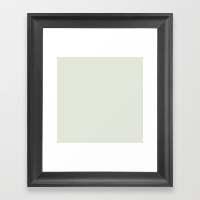 Spinach White light soft sage green solid color modern abstract pattern  Framed Art Print