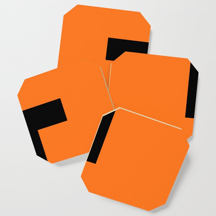 Letter T (Black & Orange) Coaster