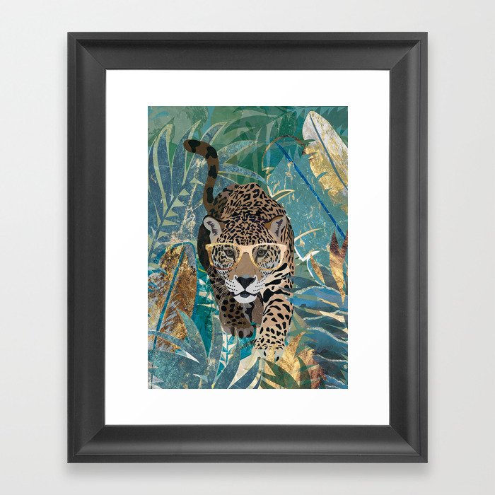 Jaguar in the golden jungle Framed Art Print