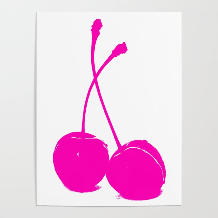 Pink neon Cherry Poster