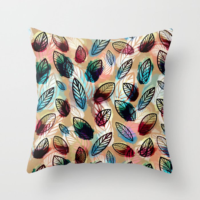 abstract modern leaf pattern Throw Pillow