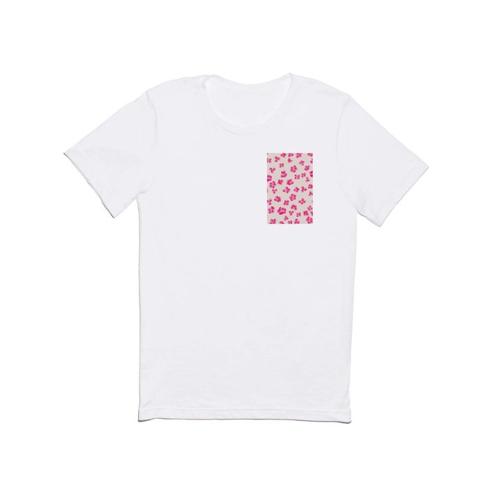Fuchsia Pink Ditsy Floral Pattern T Shirt