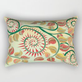Thorn Bush Rectangular Pillow | Gold, Digital, Leaves, Red, Thorns, Nature, Green, Graphicdesign, Illustration 