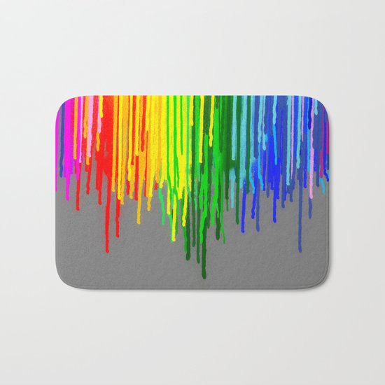 Rainbow Drips Gray Bath Mat