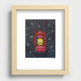 Lantern Night Sky Illustration Recessed Framed Print