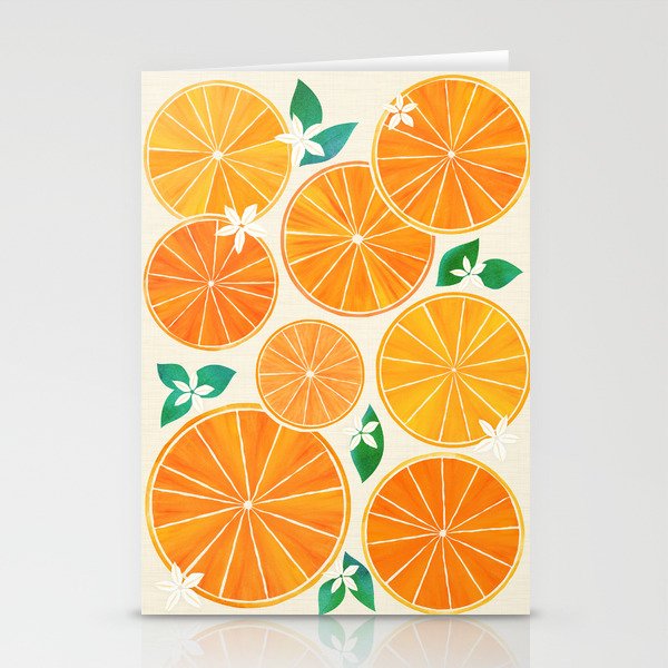 Orange Slices With Blossoms Stationery Cards