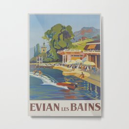 Evian Les Bains, Vintage - Posters Metal Print | Creativeposters, Travelposters, Vintagetourism, Painting, Boatposters, Vacationposters, Vintagetravel, Tourismposters, Evianposters, Lesposters 