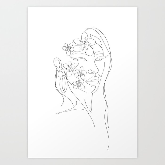 Minimal Flower Girl Line Drawing Art Print By Printsbylottie Society6,Drawing Books For Beginners Amazon