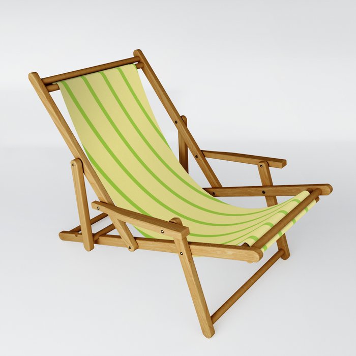 Tan & Green Colored Stripes/Lines Pattern Sling Chair