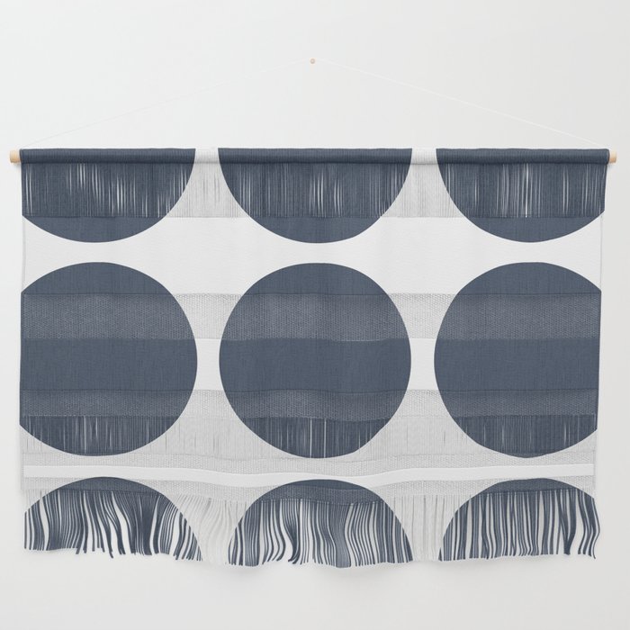 Mid-Century Modern Navy Dots On White Wall Hanging
