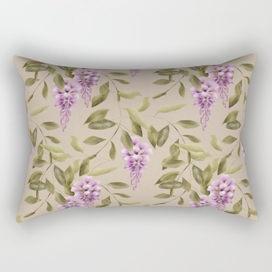 Seamless floral retro pattern background flowers ornament wallpaper textile Illustration glicinia Rectangular Pillow