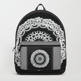 Grandma's Doily - Black Backpack | Thread, Craft, Tradition, Home, Drawing, Grandmother, Whitepen, Nostalgia, Ink, Love 