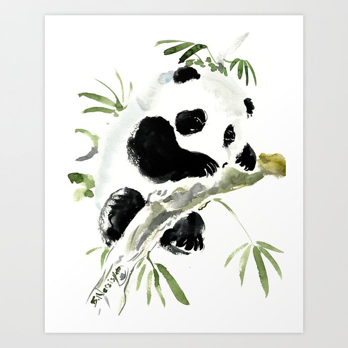 Baby Panda Panda Bear Design Asian Ink Art Art Print By Sureart Society6