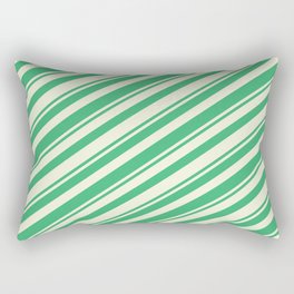 [ Thumbnail: Sea Green & Beige Colored Lines Pattern Rectangular Pillow ]