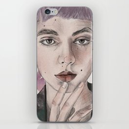 Romantic Female Portrait with Flowers iPhone Skin