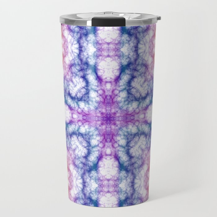 Blue and Purple Shibori Tye Dye style Art Travel Mug