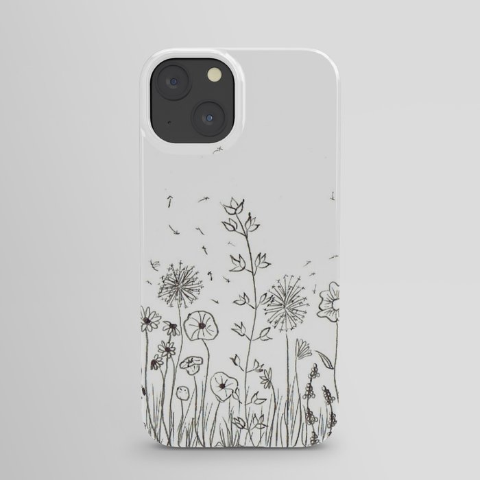 Black and White Wildflowers iPhone Case