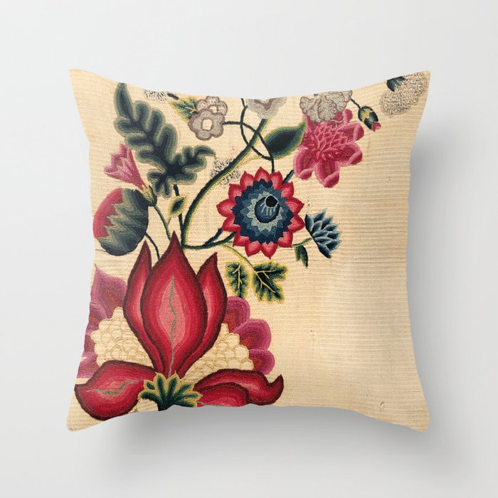 Queen Anne Red Floral Throw Pillow