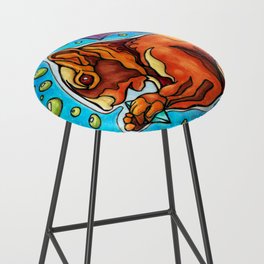 Red squirrel in futuristic forest painting Bar Stool