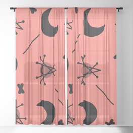 Moons & Stars Atomic Era Abstract Salmon Pink Sheer Curtain