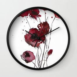 Red Poppies Wall Clock