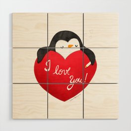 I love you Penguin Wood Wall Art