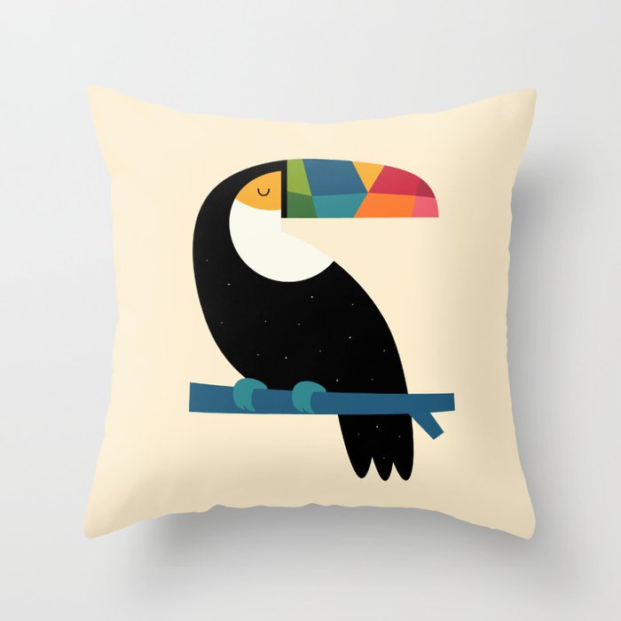 Rainbow Toucan Throw Pillow