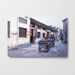 Vintage Hongcun Metal Print | Lanterns, Fineart, Photo, Retro, Old, Street, Asia, Nostalgia, Backintime, Anhui 