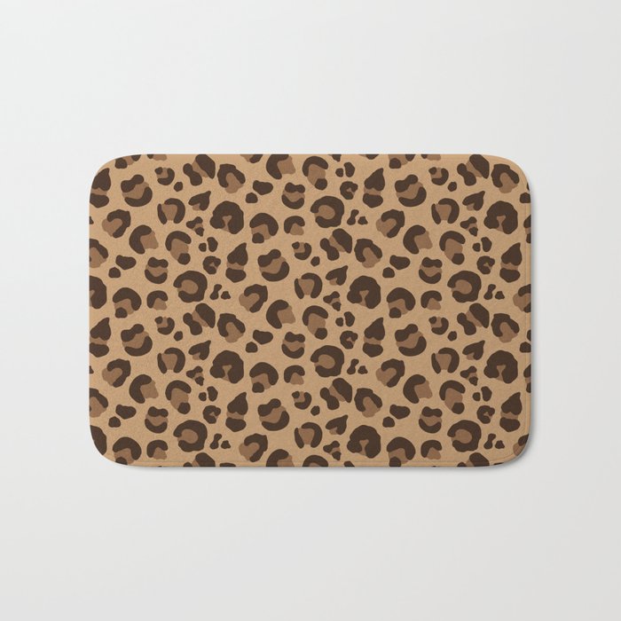 Leopard Print - Tan and Brown Bath Mat