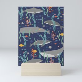 Whales in the Ocean Pattern Mini Art Print
