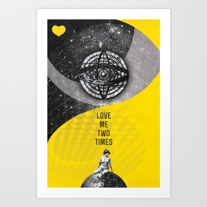 Retro Vintage Love Quote Nude Woman Space Astronomy Love Me Two Times Rock Music Song Lyrics Art Print