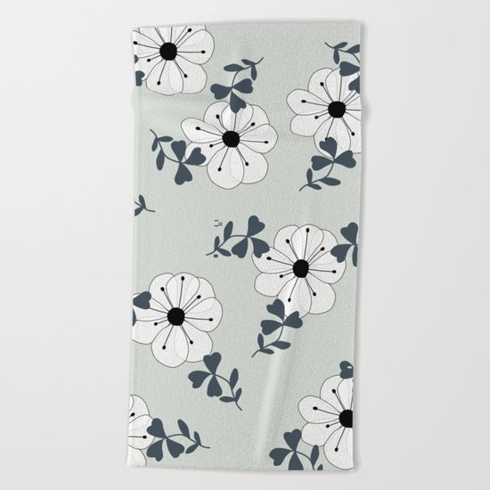 Delicate Flowers Pattern Beach Towel