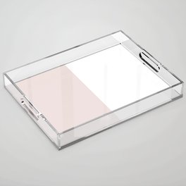 Pastel Pale Pink And White Split in Vertical Halves Acrylic Tray