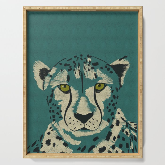 Big Cat Series - Cheetah petrol green Serving Tray