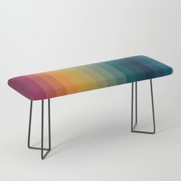 Colorful Abstract Vintage 70s Style Retro Rainbow Summer Stripes Bench