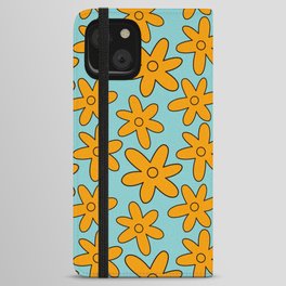 cute blue and yellow retro mystery machine flower pattern iPhone Wallet Case