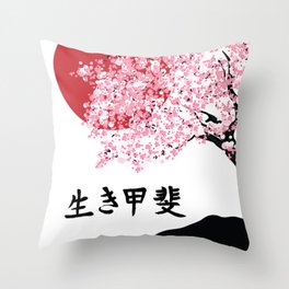 ikigai cherry blossom Throw Pillow