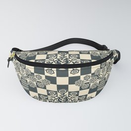 OP-ULENCE CHECKERED FLORAL PATTERN in BLACK & WARM WHITE Fanny Pack