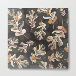Groovy Leaves | Dark Metal Print | Boho, Floral, Color Block, Pattern, 1970S, Fall, Careycopeland, Botanical, Camo, Leaves 