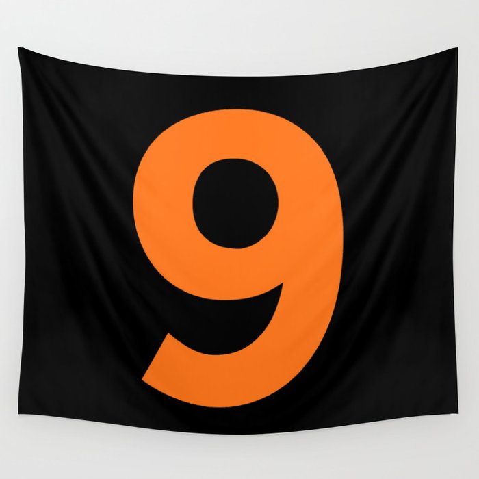 Number 9 (Orange & Black) Wall Tapestry