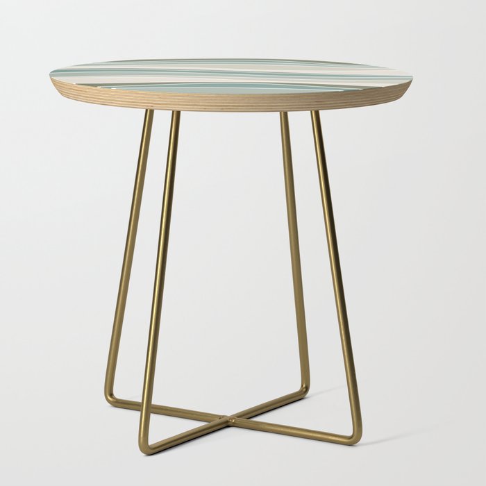 Retro Wavy Lines Pattern Green, Teal, Grey and Beige Side Table